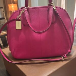 Coach Pink Leather Satchel.                           12 wide 10 high 6 deep